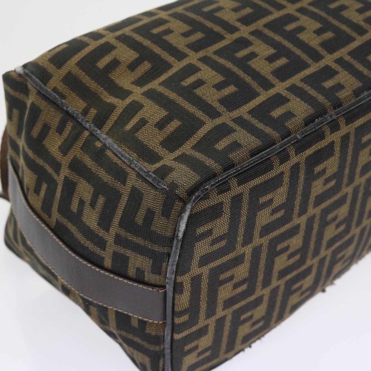 FENDI Zucca Canvas Vanity Cosmetic Pouch Black Brown 57793