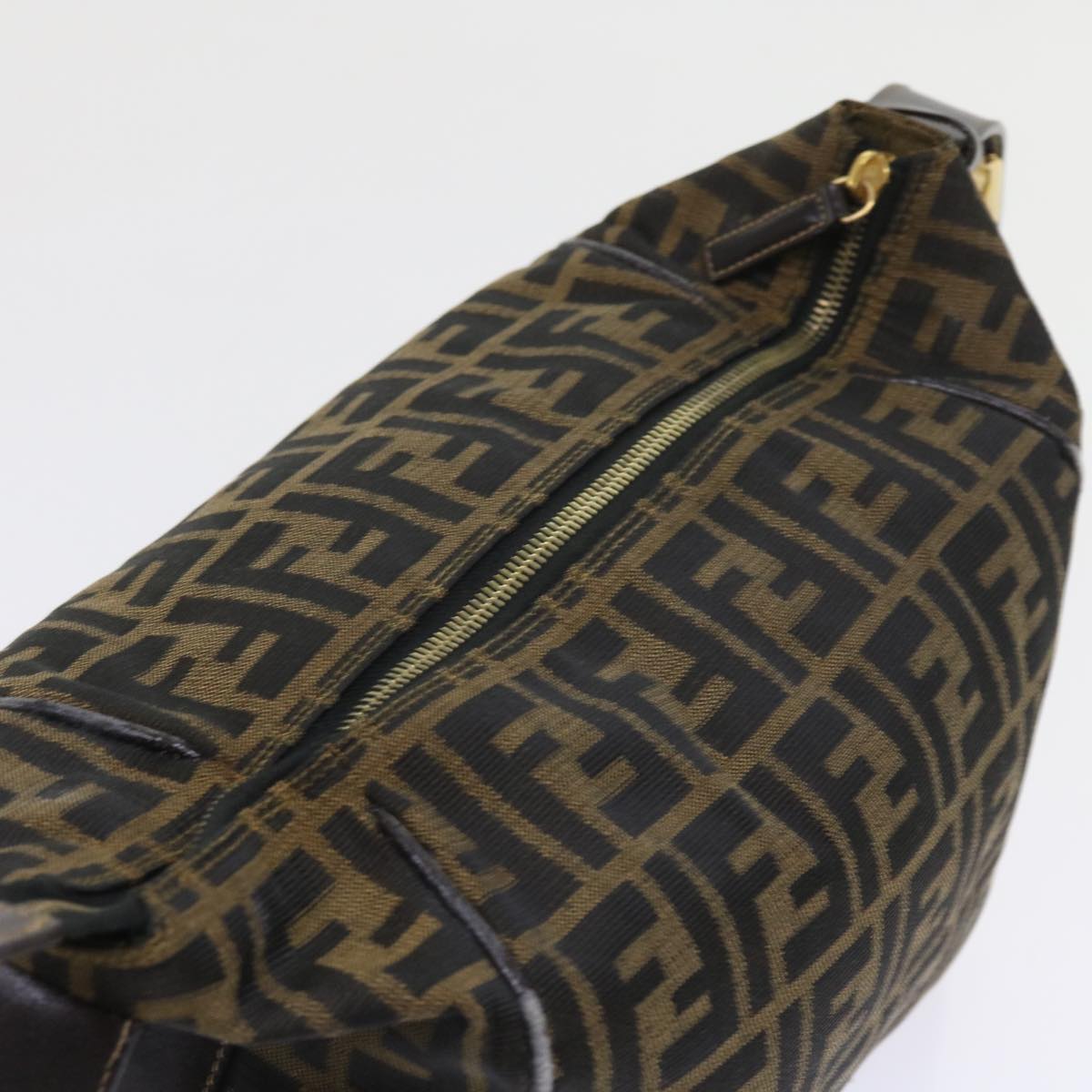 FENDI Zucca Canvas Vanity Cosmetic Pouch Black Brown 57793