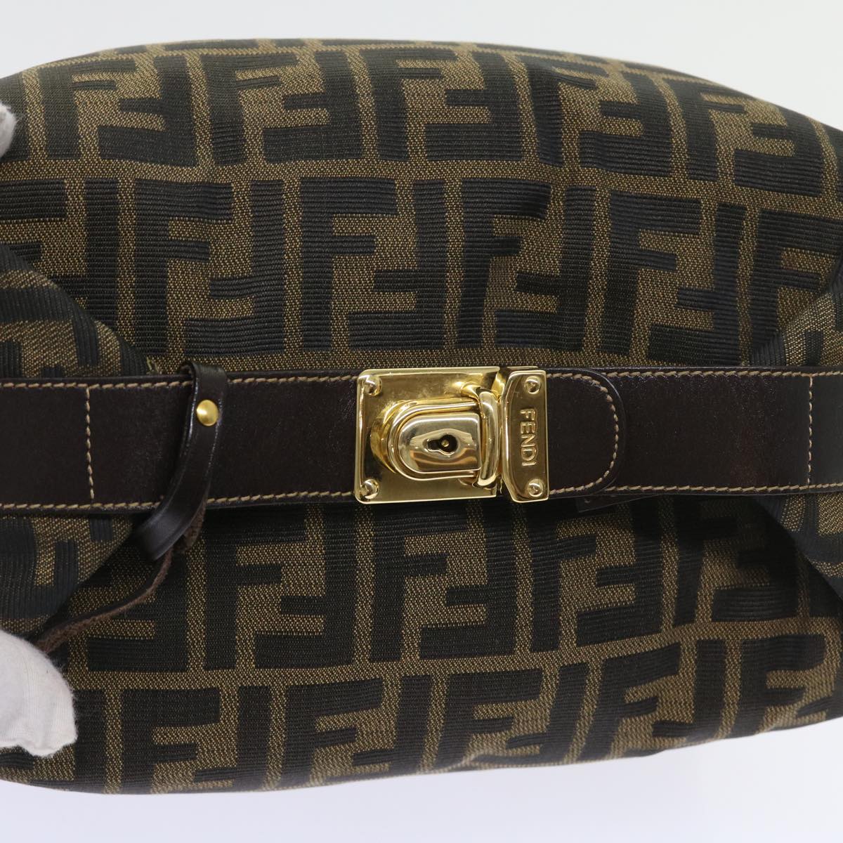 FENDI Zucca Canvas Vanity Cosmetic Pouch Black Brown 57793