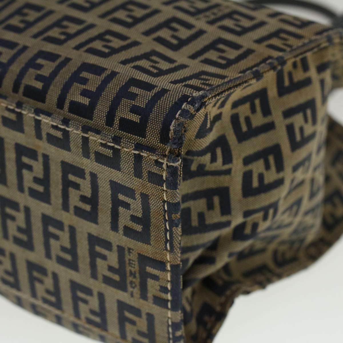 FENDI Zucchino Canvas Mamma Baguette Hand Bag Navy 57794