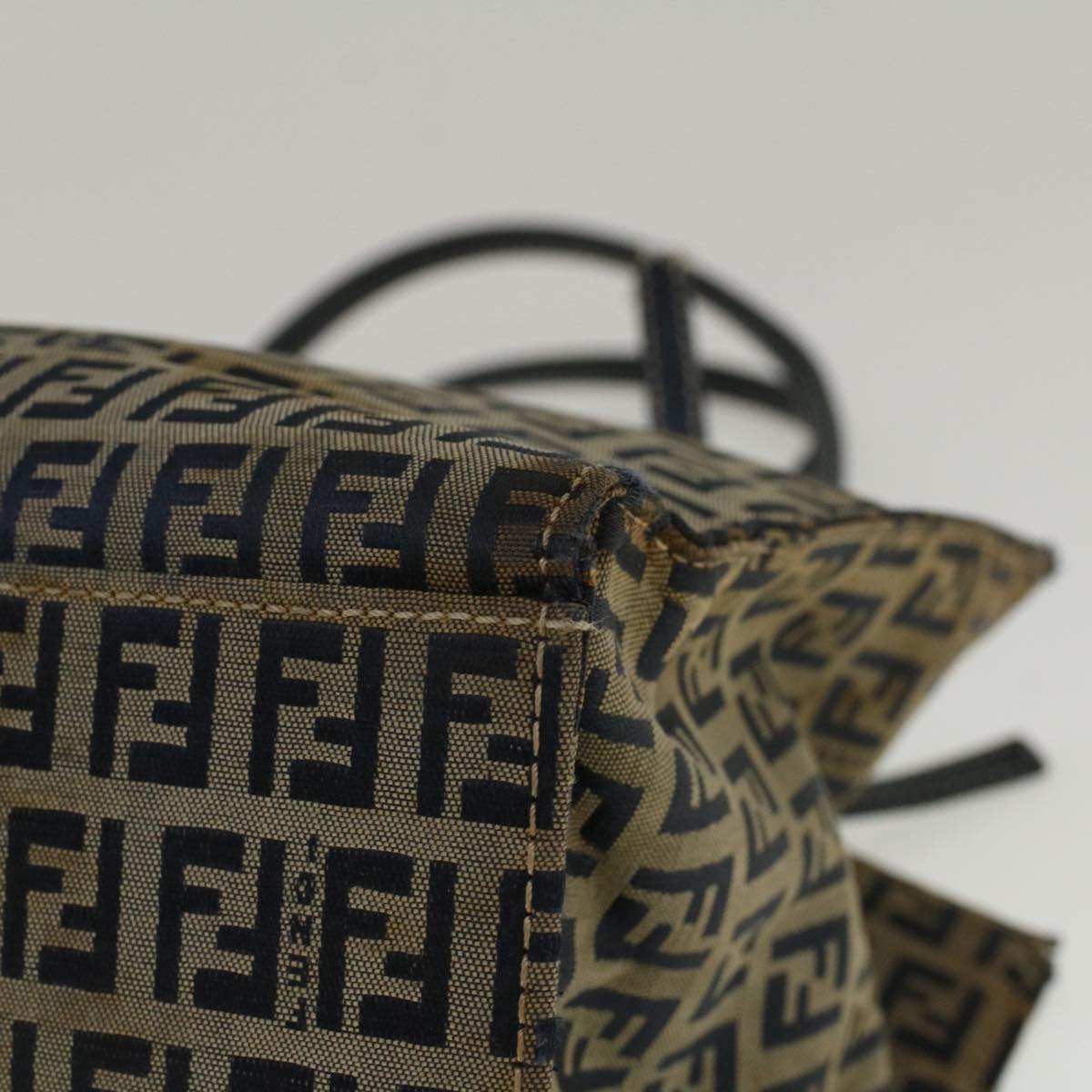 FENDI Zucchino Canvas Mamma Baguette Hand Bag Navy 57794