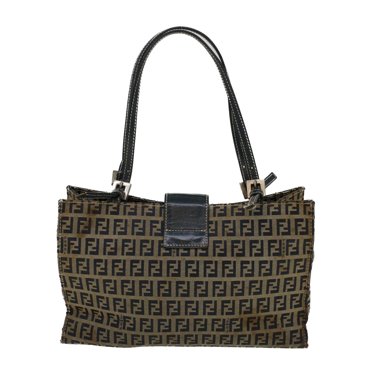 FENDI Zucchino Canvas Mamma Baguette Hand Bag Navy 57794