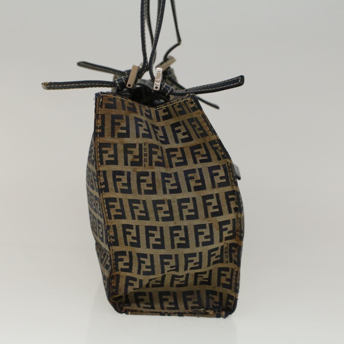 FENDI Zucchino Canvas Mamma Baguette Hand Bag Navy 57794