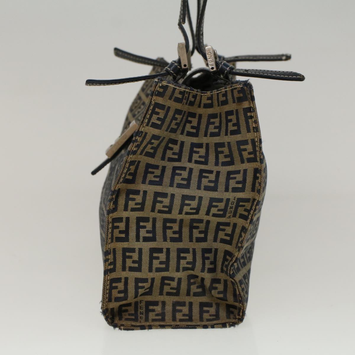 FENDI Zucchino Canvas Mamma Baguette Hand Bag Navy 57794