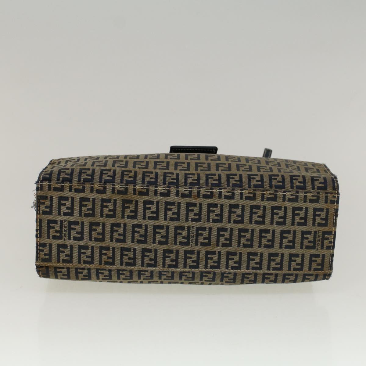FENDI Zucchino Canvas Mamma Baguette Hand Bag Navy 57794