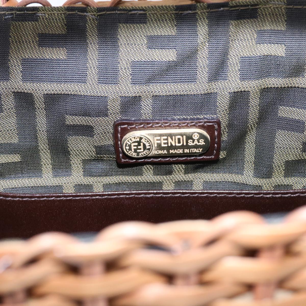 FENDI Hand Bag Wicker Brown 57804