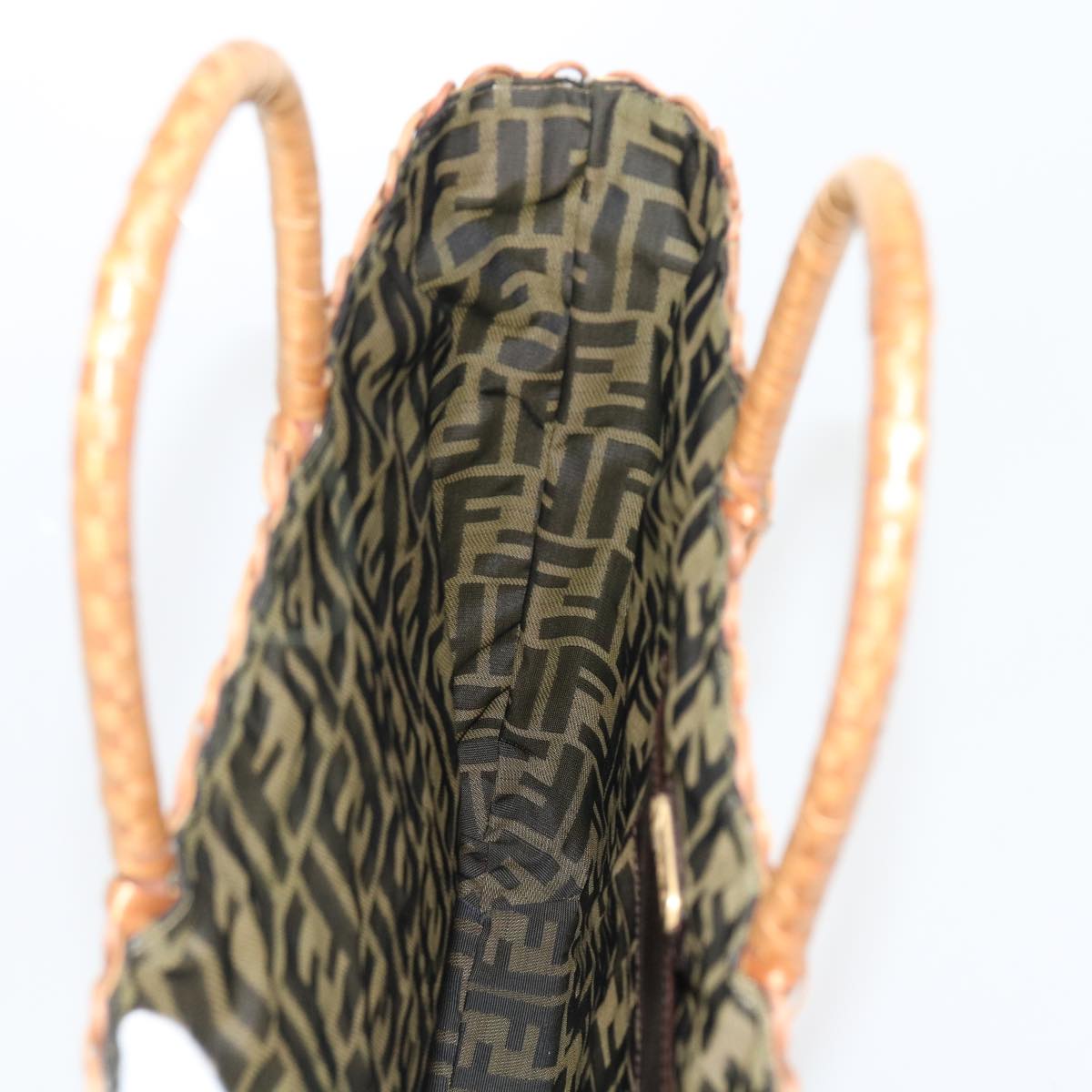 FENDI Hand Bag Wicker Brown 57804