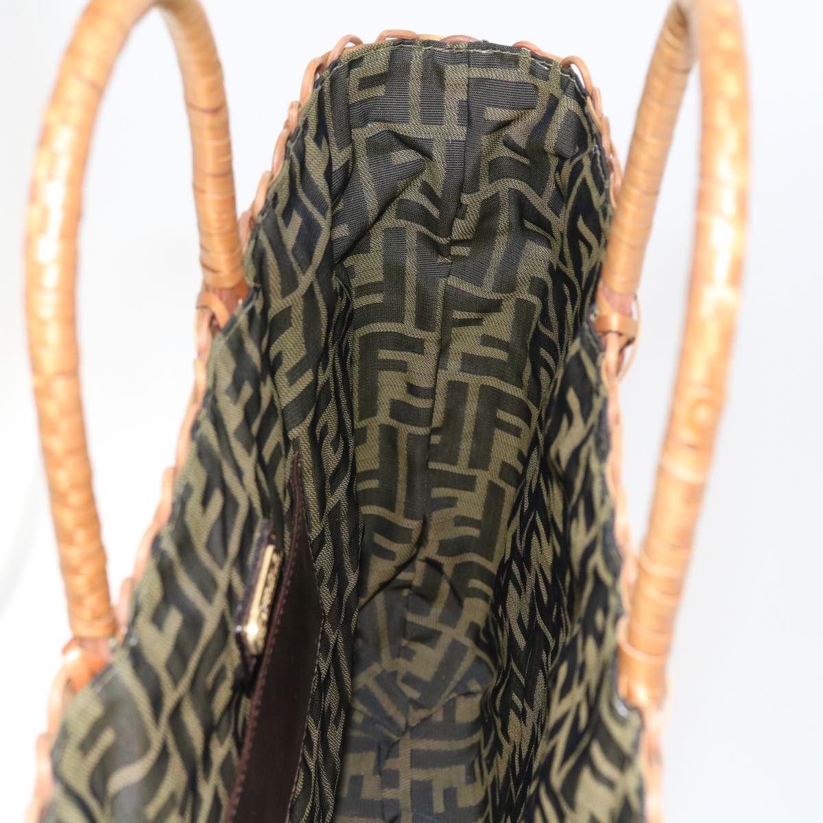 FENDI Hand Bag Wicker Brown 57804