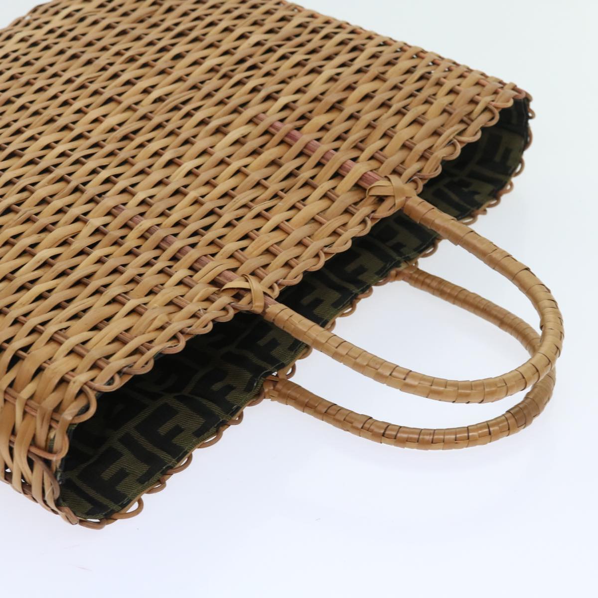 FENDI Hand Bag Wicker Brown 57804