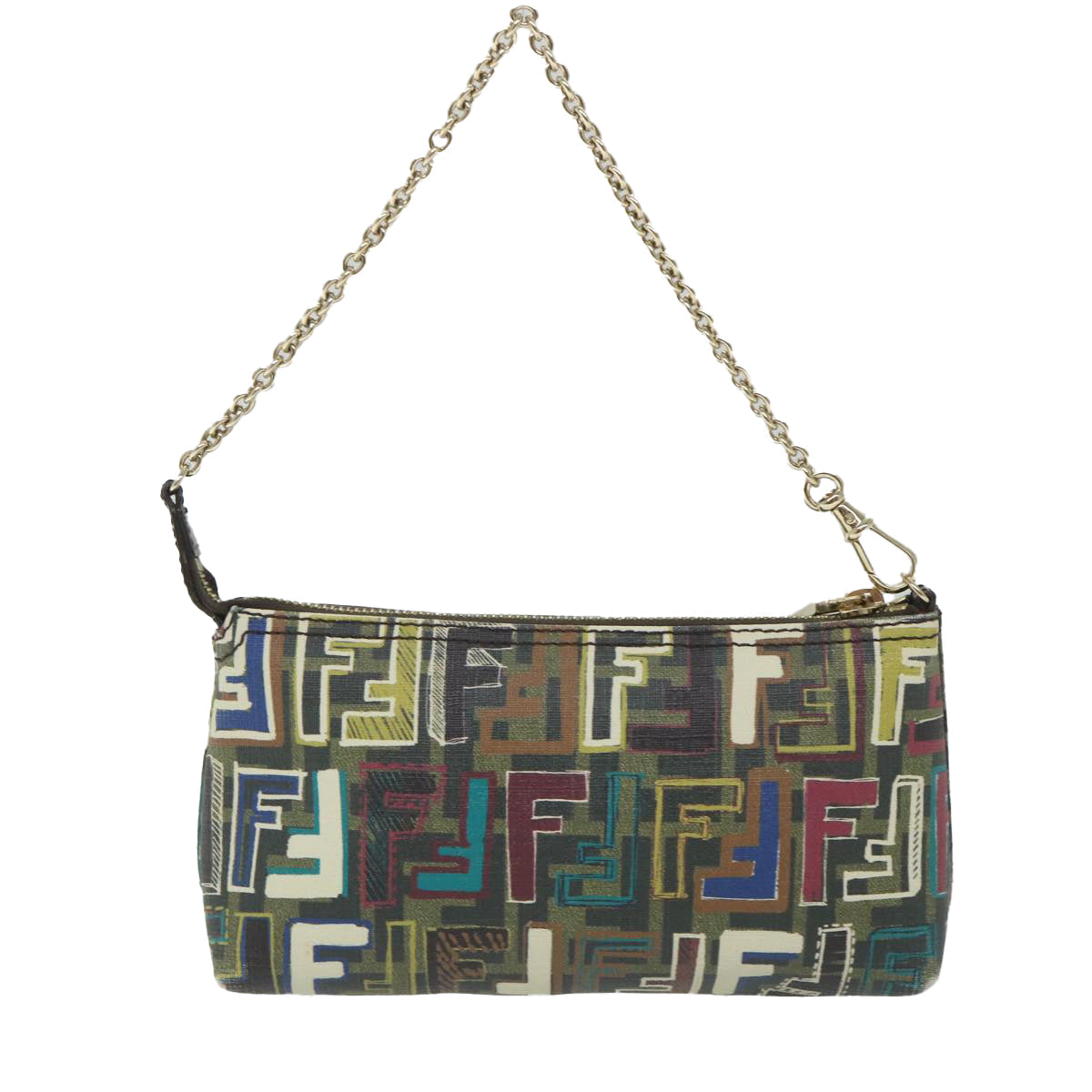 FENDI Zucca Canvas Accessory Pouch Brown Black 57940