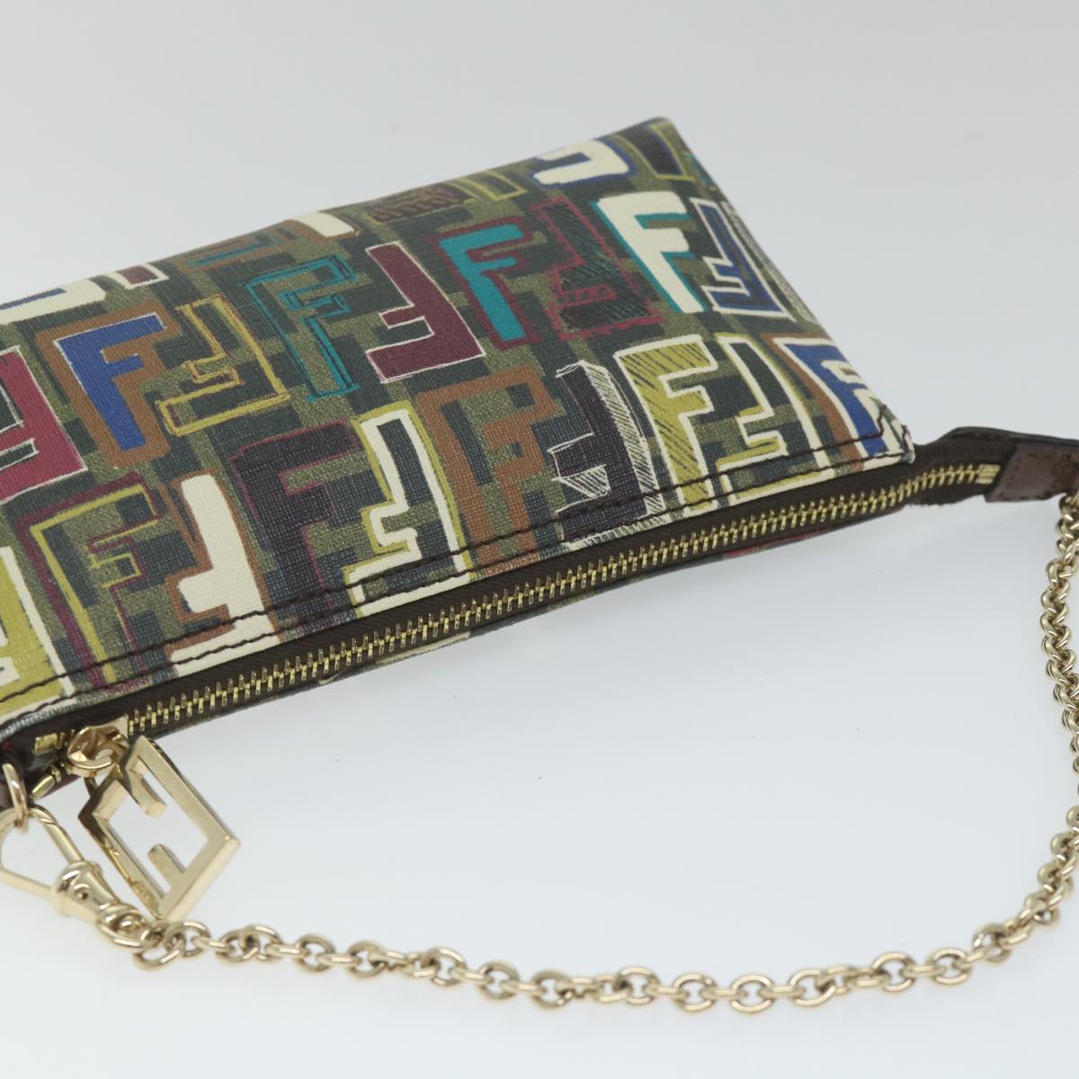 FENDI Zucca Canvas Accessory Pouch Brown Black 57940