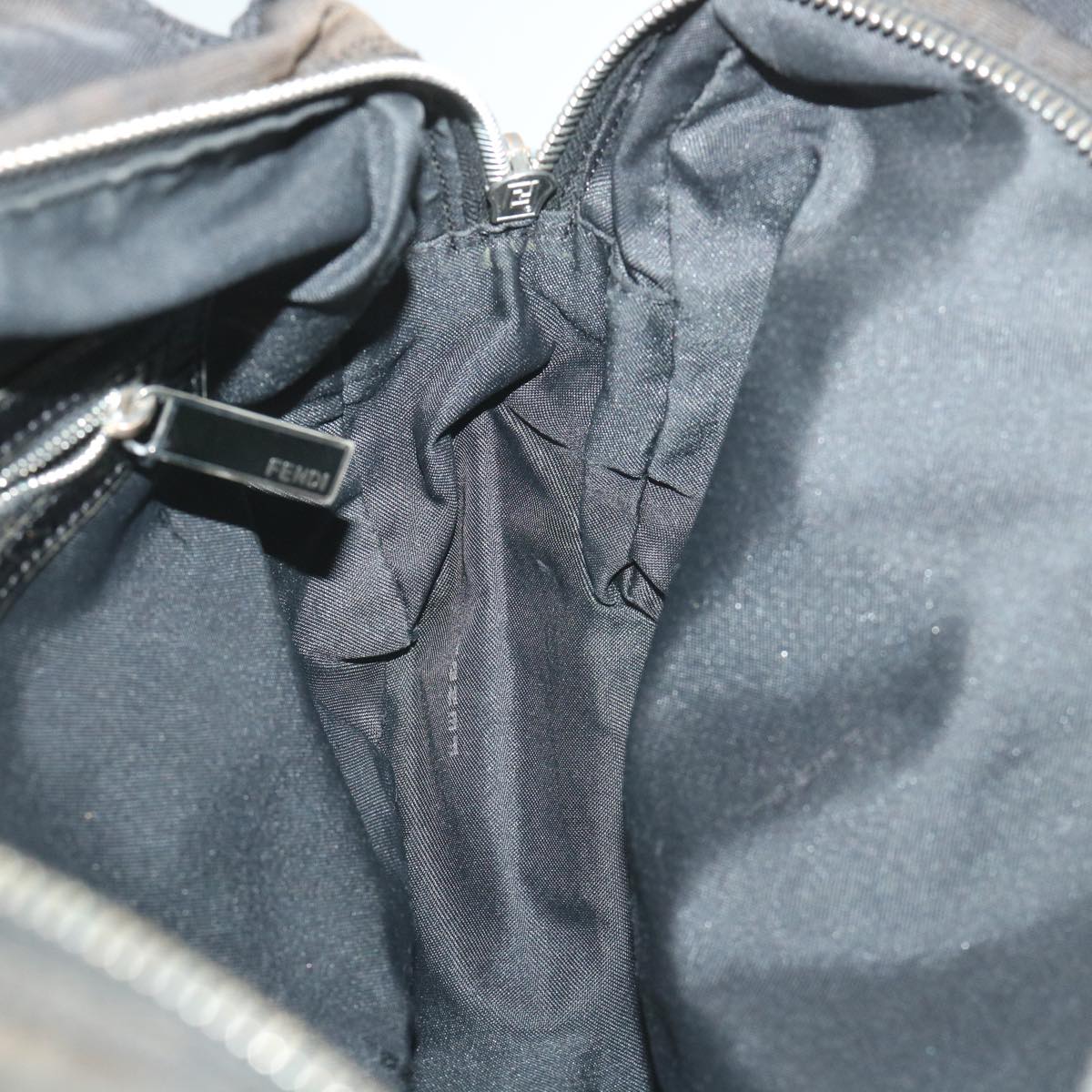 FENDI Zucca Canvas Hand Bag Nylon Black 58064