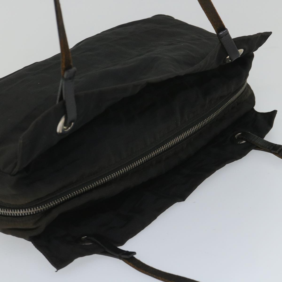 FENDI Zucca Canvas Hand Bag Nylon Black 58064