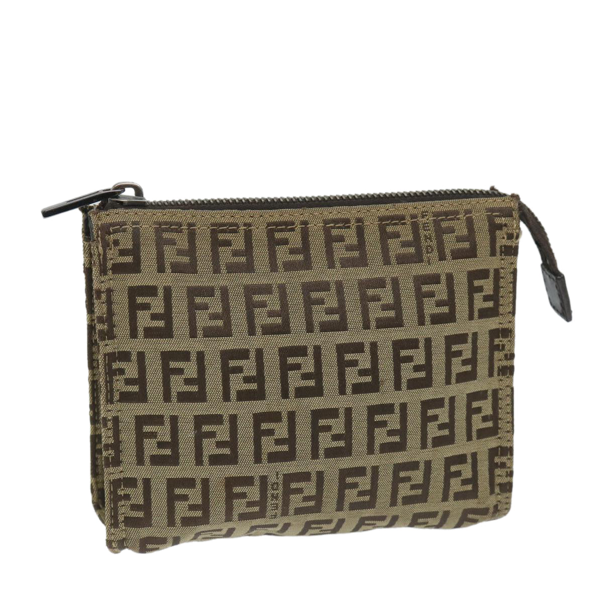 FENDI Zucchino Canvas Pouch Nylon Brown 58120