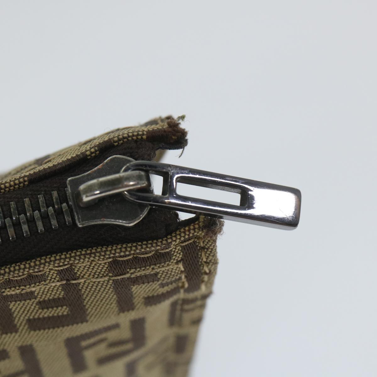FENDI Zucchino Canvas Pouch Nylon Brown 58120