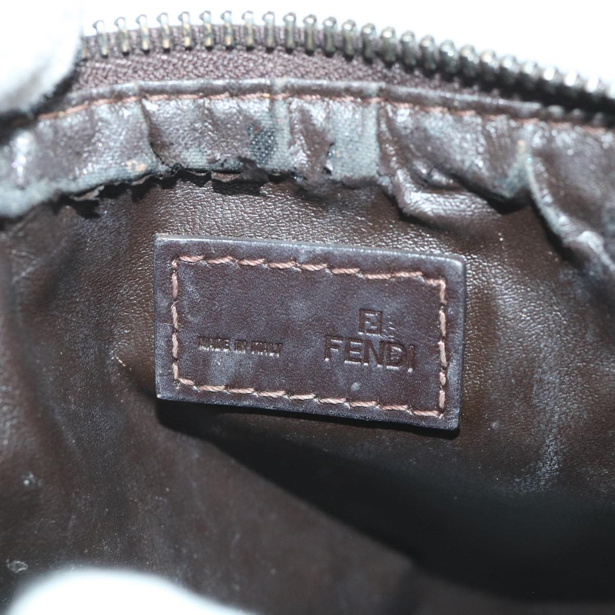 FENDI Zucchino Canvas Pouch Nylon Brown 58120
