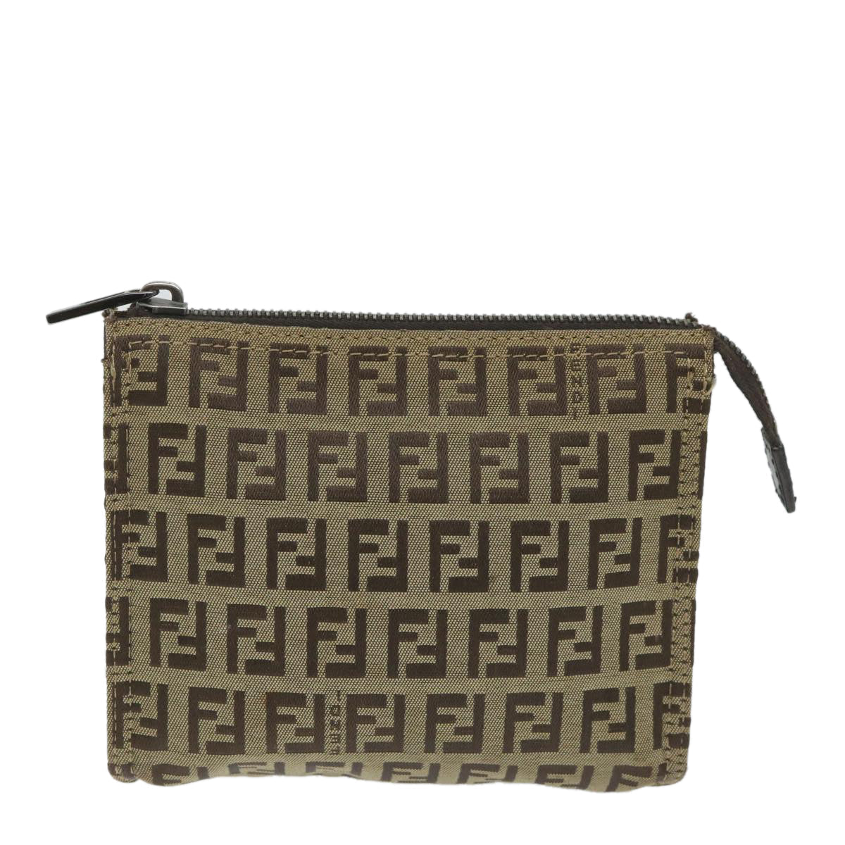 FENDI Zucchino Canvas Pouch Nylon Brown 58120