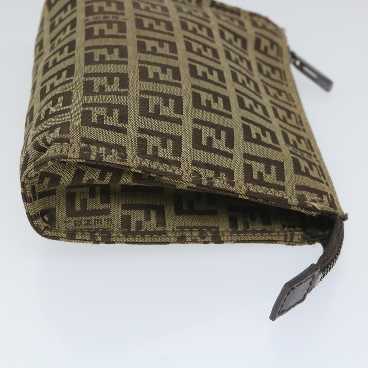FENDI Zucchino Canvas Pouch Nylon Brown 58120