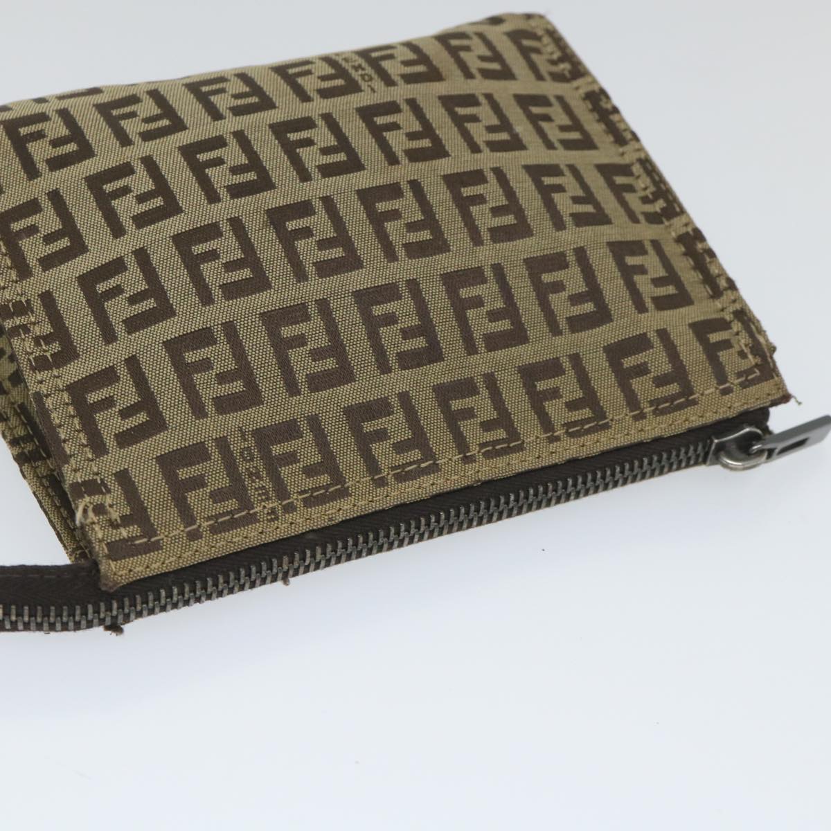 FENDI Zucchino Canvas Pouch Nylon Brown 58120