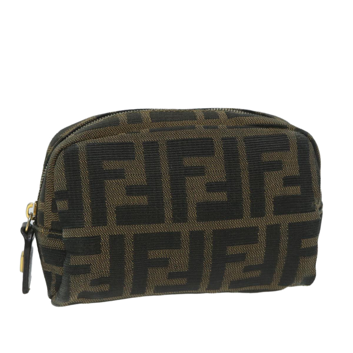 FENDI Zucca Canvas Pouch Nylon Brown Black 58128