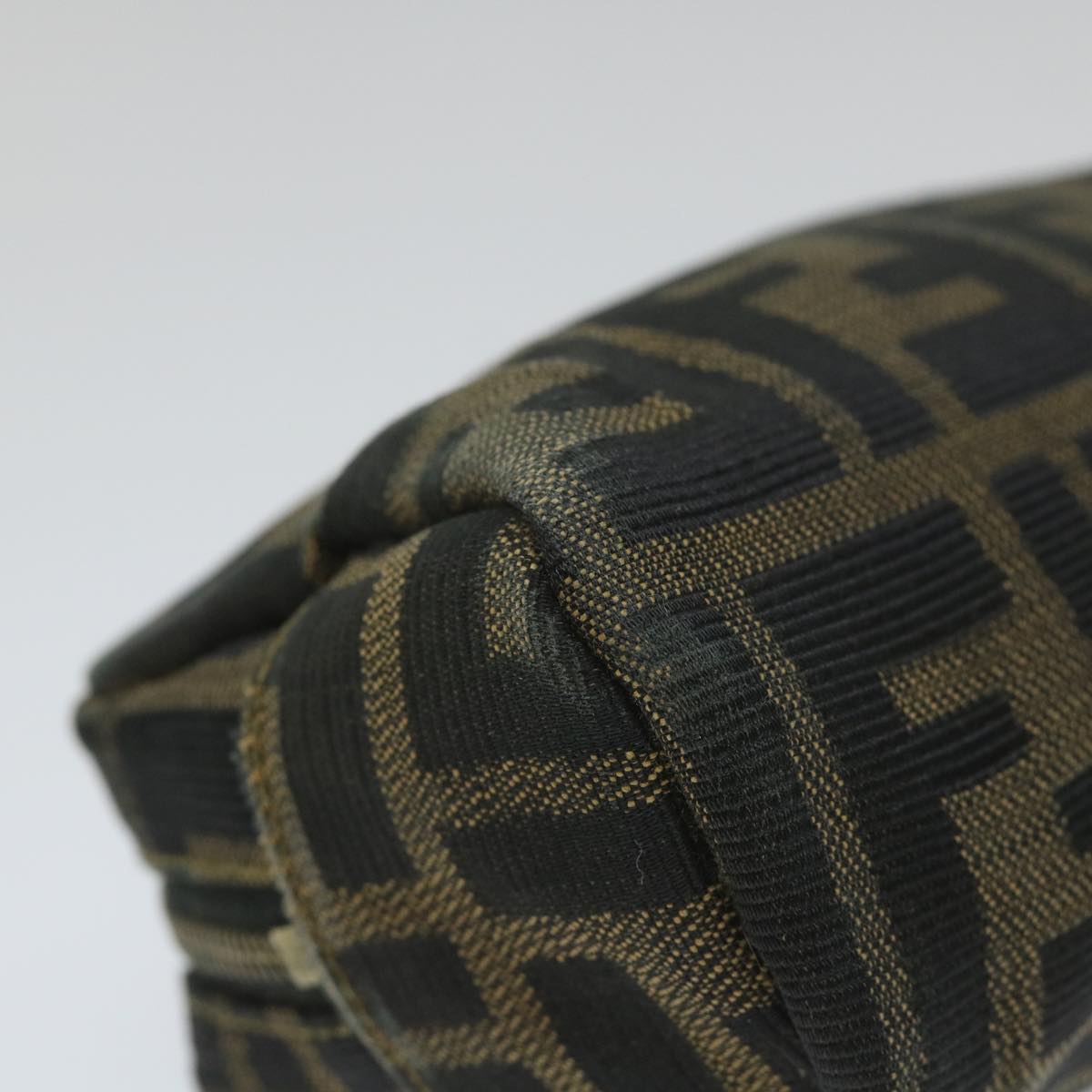 FENDI Zucca Canvas Pouch Nylon Brown Black 58128