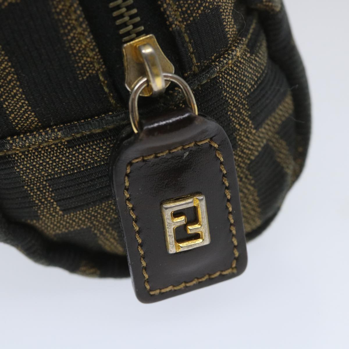 FENDI Zucca Canvas Pouch Nylon Brown Black 58128