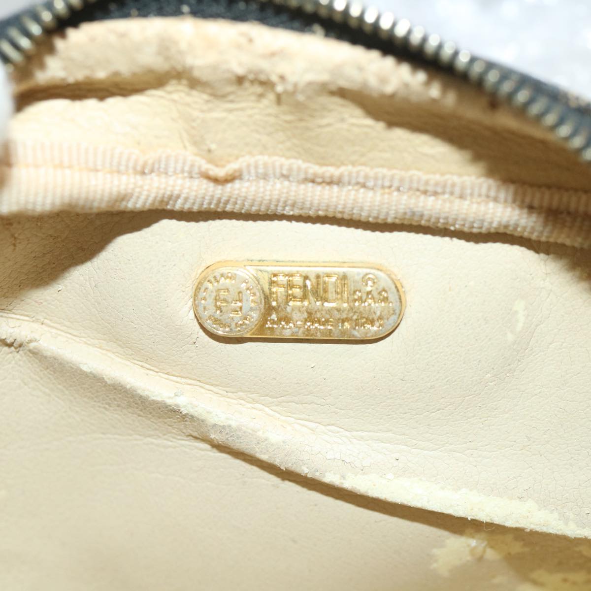 FENDI Zucca Canvas Pouch Nylon Brown Black 58128