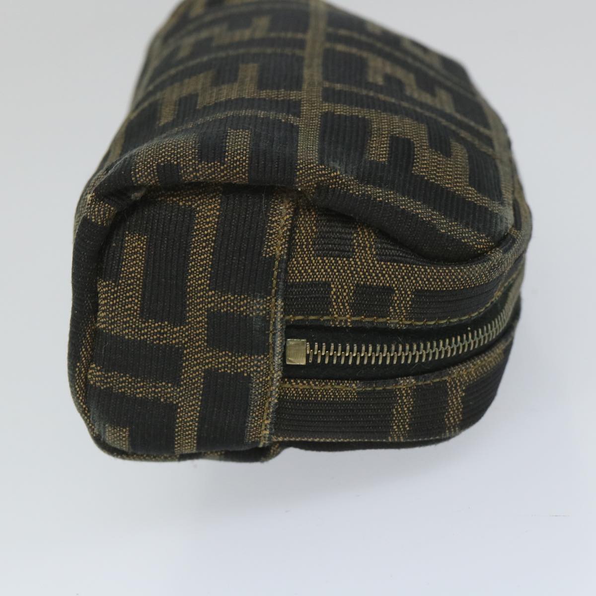 FENDI Zucca Canvas Pouch Nylon Brown Black 58128