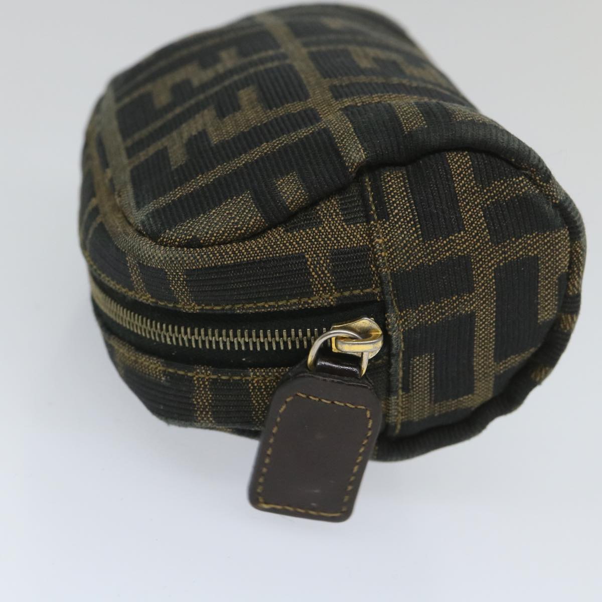 FENDI Zucca Canvas Pouch Nylon Brown Black 58128