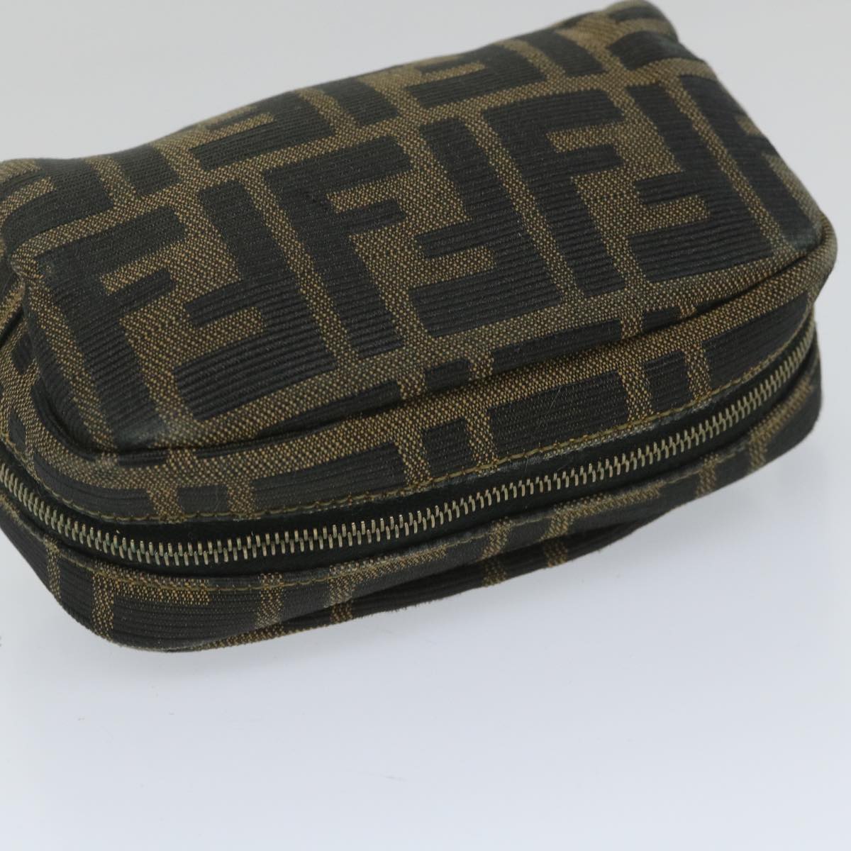 FENDI Zucca Canvas Pouch Nylon Brown Black 58128