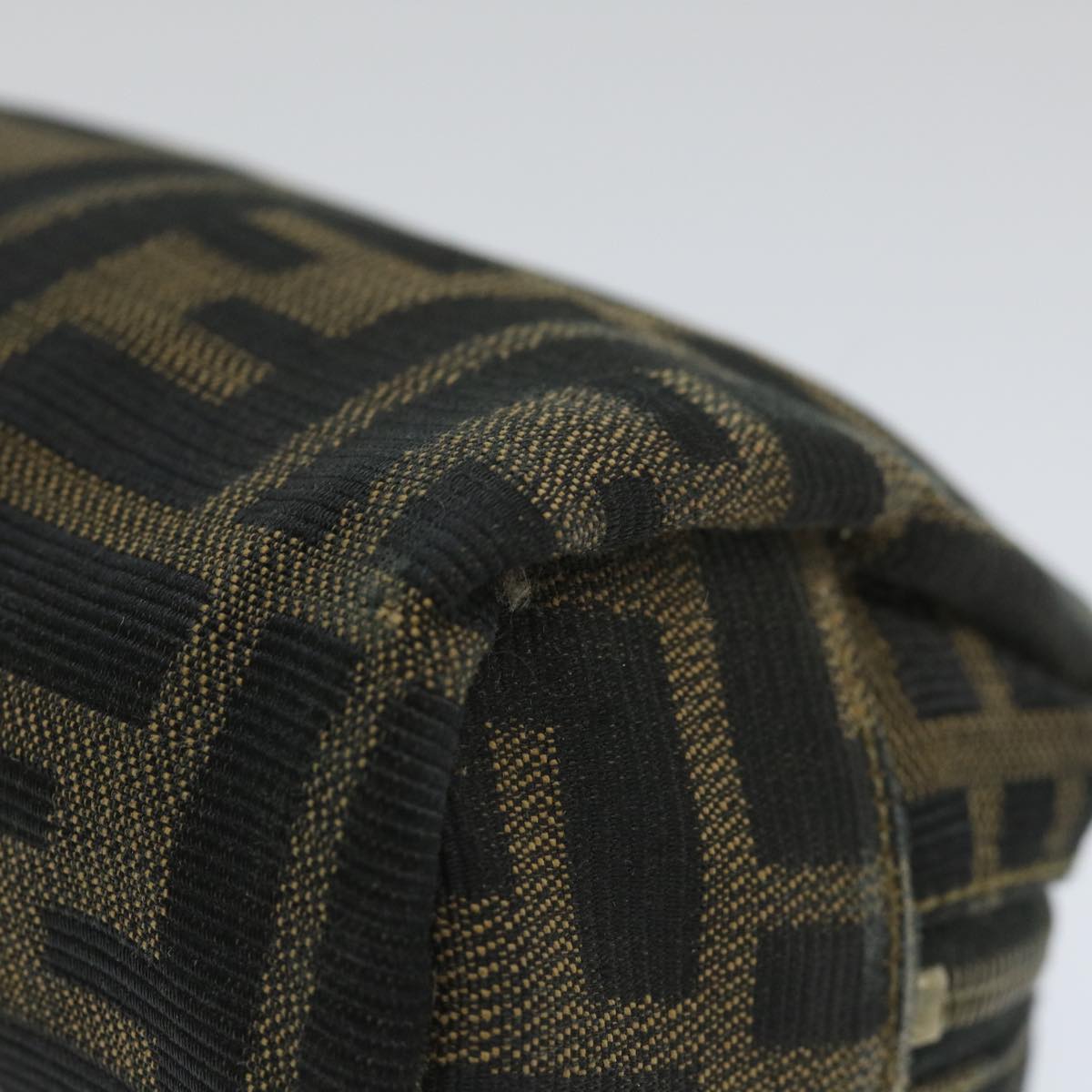 FENDI Zucca Canvas Pouch Nylon Brown Black 58128