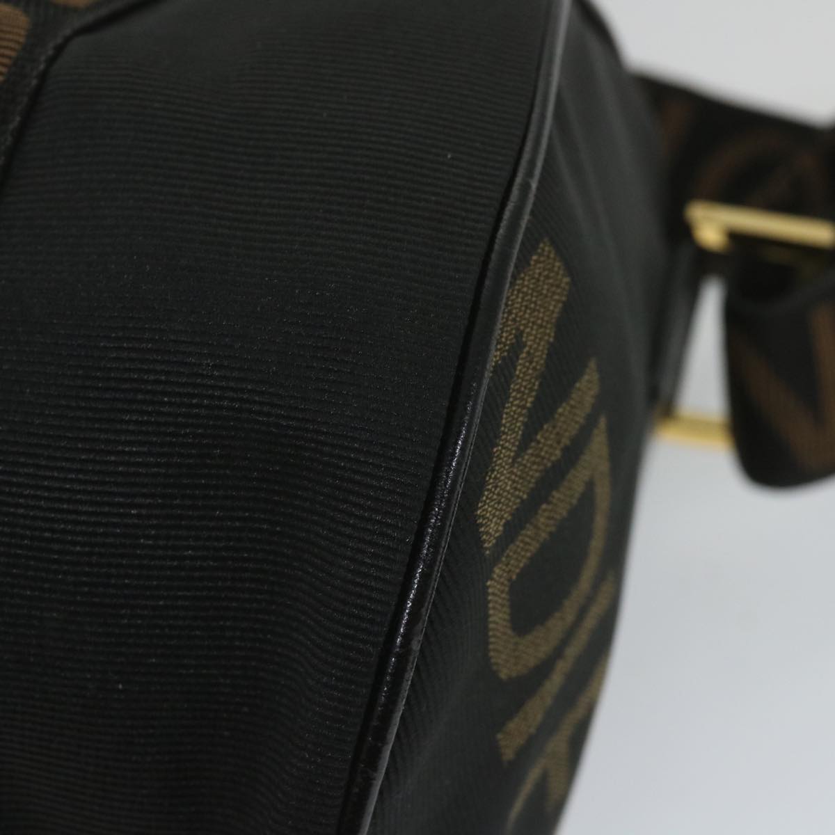 FENDI Hand Bag Nylon 2way Black Brown 58157