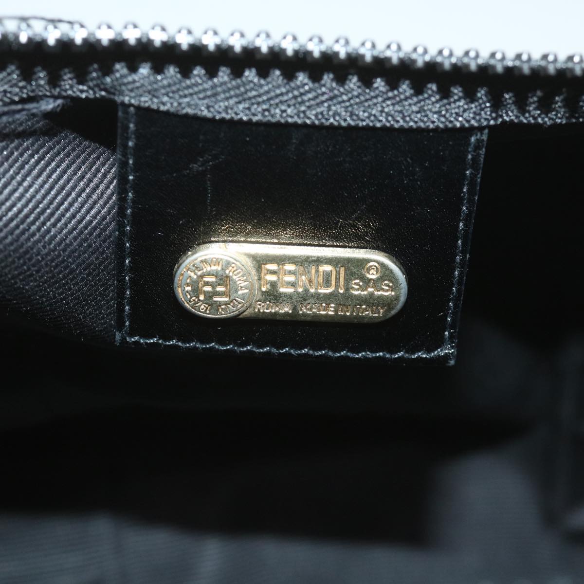 FENDI Hand Bag Nylon 2way Black Brown 58157