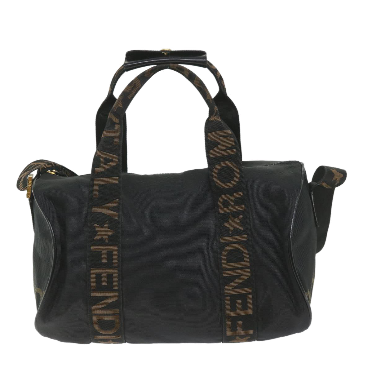 FENDI Hand Bag Nylon 2way Black Brown 58157