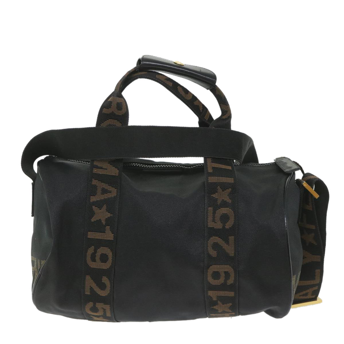 FENDI Hand Bag Nylon 2way Black Brown 58157