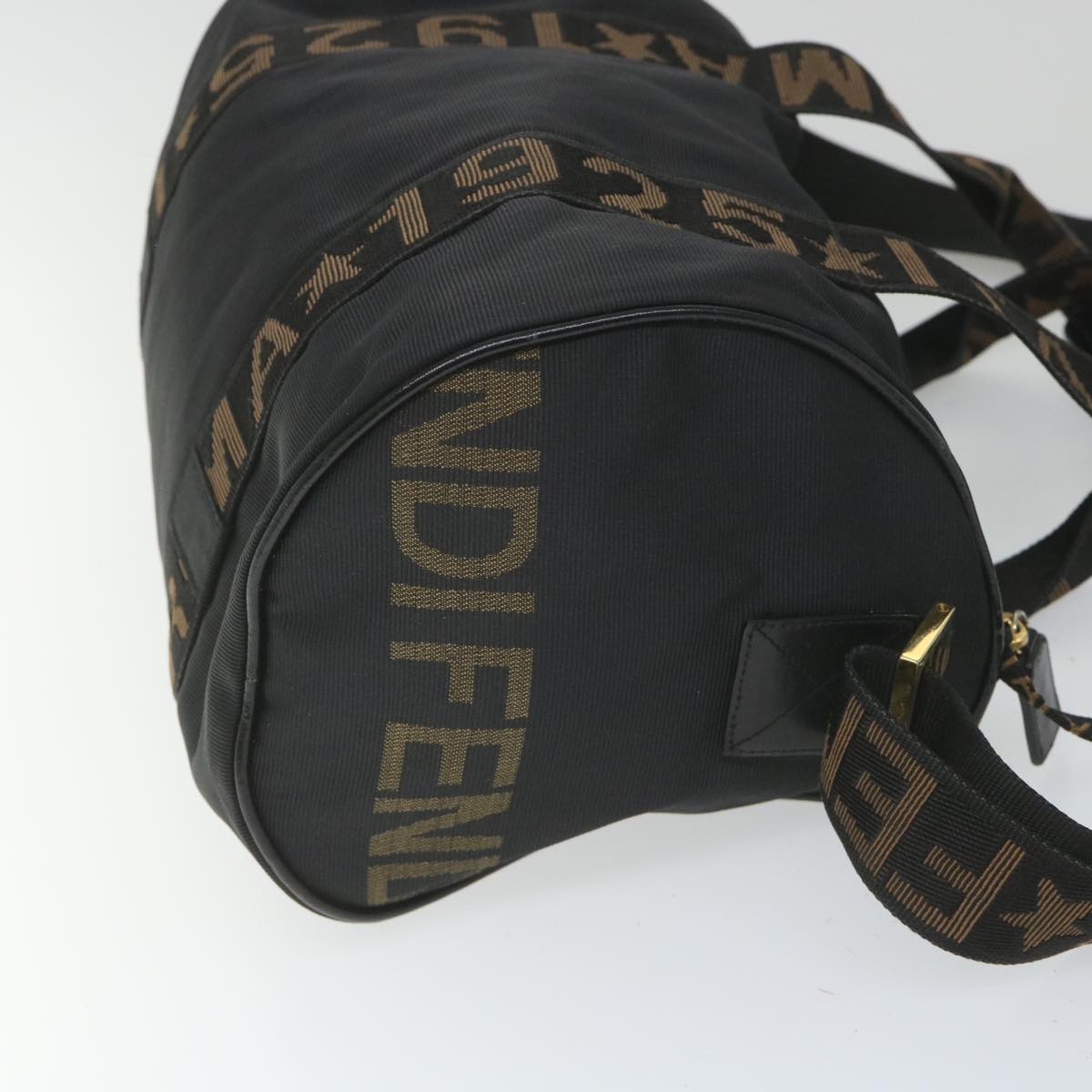 FENDI Hand Bag Nylon 2way Black Brown 58157