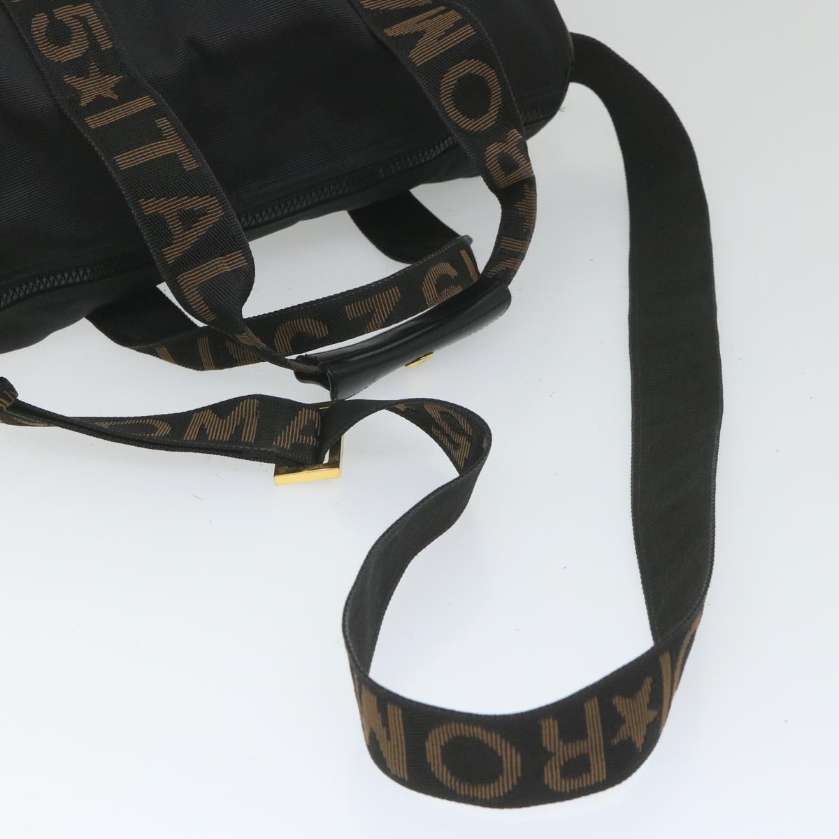FENDI Hand Bag Nylon 2way Black Brown 58157
