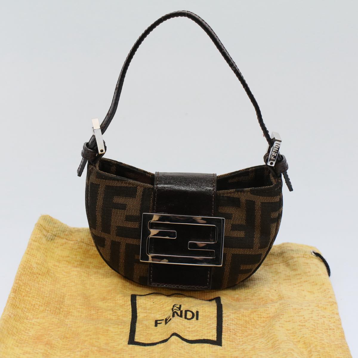 FENDI Zucca Canvas Pouch Black Brown 2305 26673 009 58256