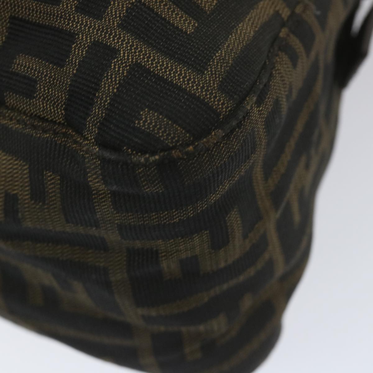 FENDI Zucca Canvas Mamma Baguette Shoulder Bag Black Brown 58322