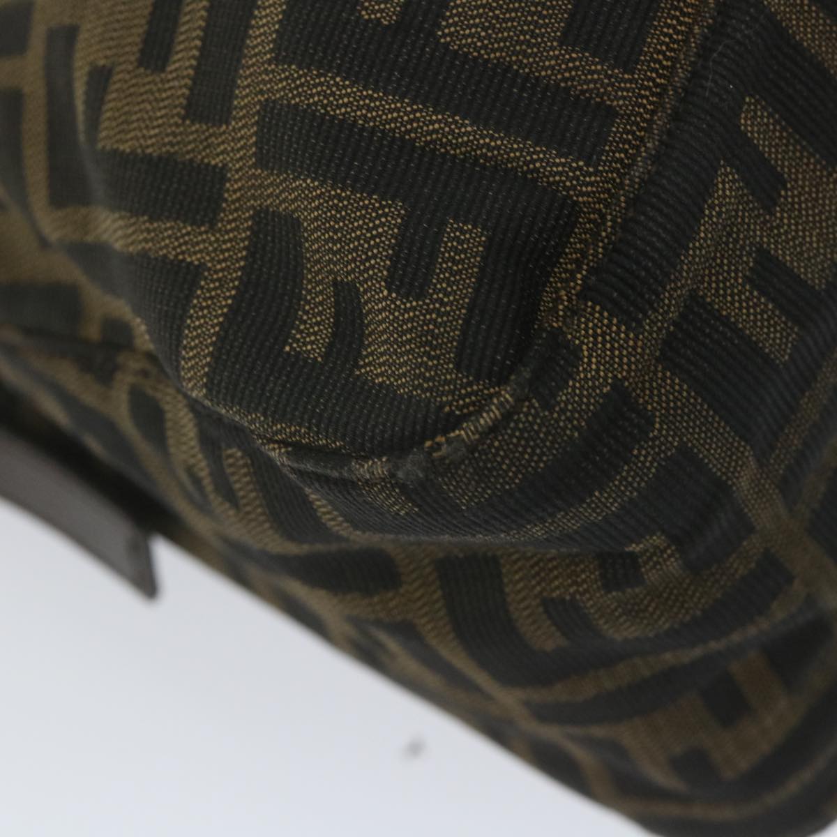 FENDI Zucca Canvas Mamma Baguette Shoulder Bag Black Brown 58322