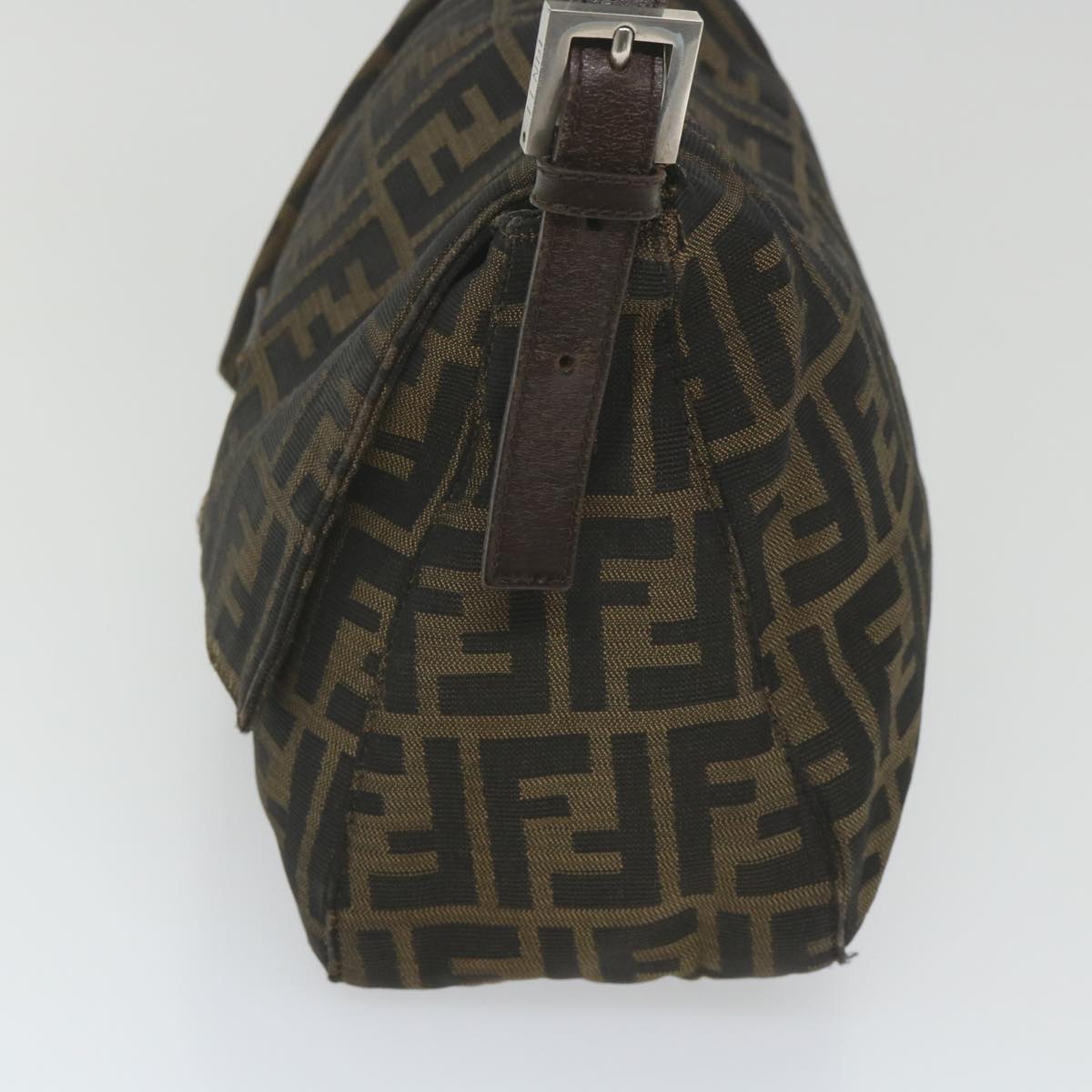 FENDI Zucca Canvas Mamma Baguette Shoulder Bag Black Brown 58322