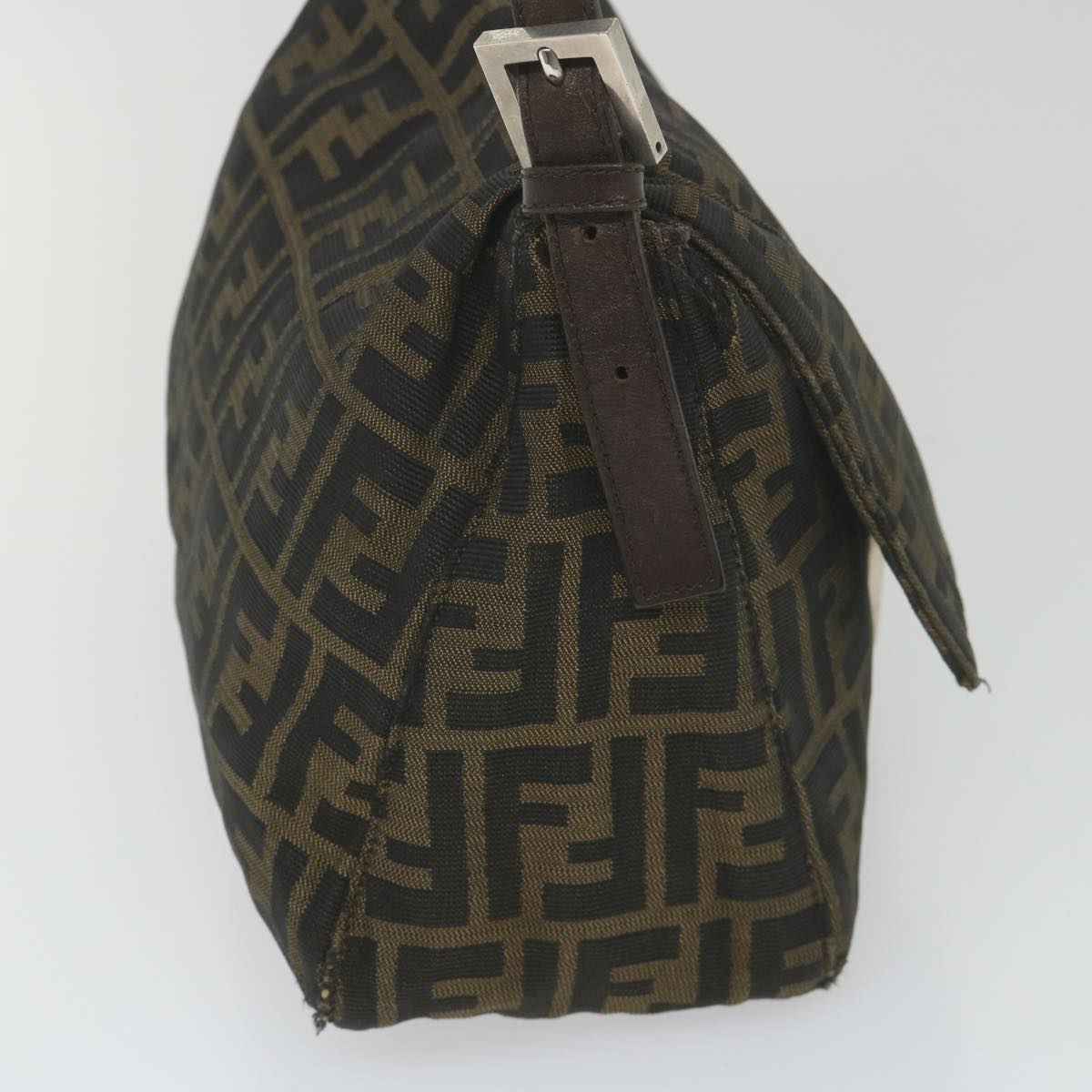 FENDI Zucca Canvas Mamma Baguette Shoulder Bag Black Brown 58322