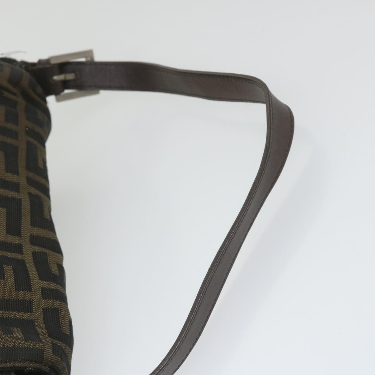 FENDI Zucca Canvas Mamma Baguette Shoulder Bag Black Brown 58322