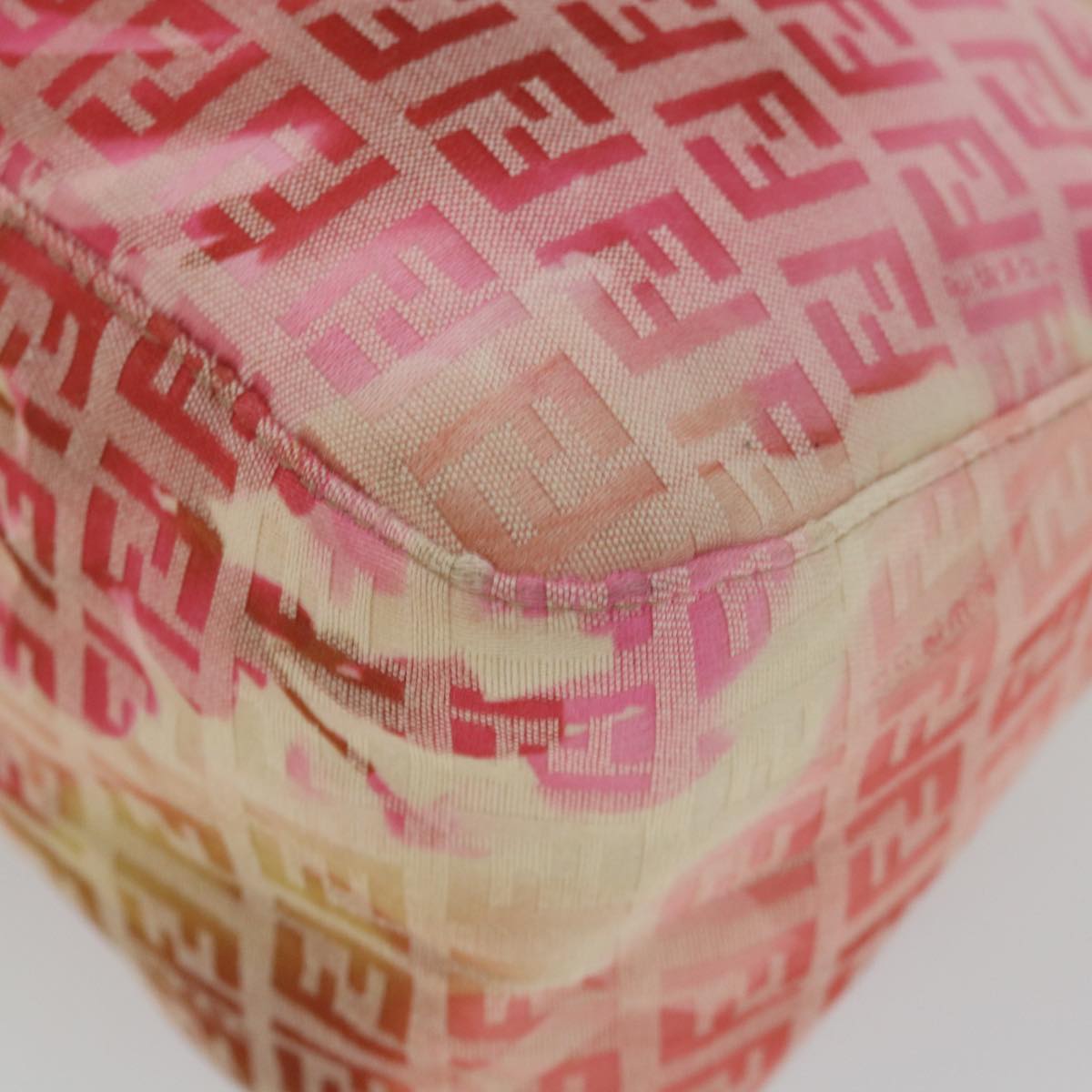 FENDI Zucchino Canvas Mamma Baguette Shoulder Bag Pink 58332