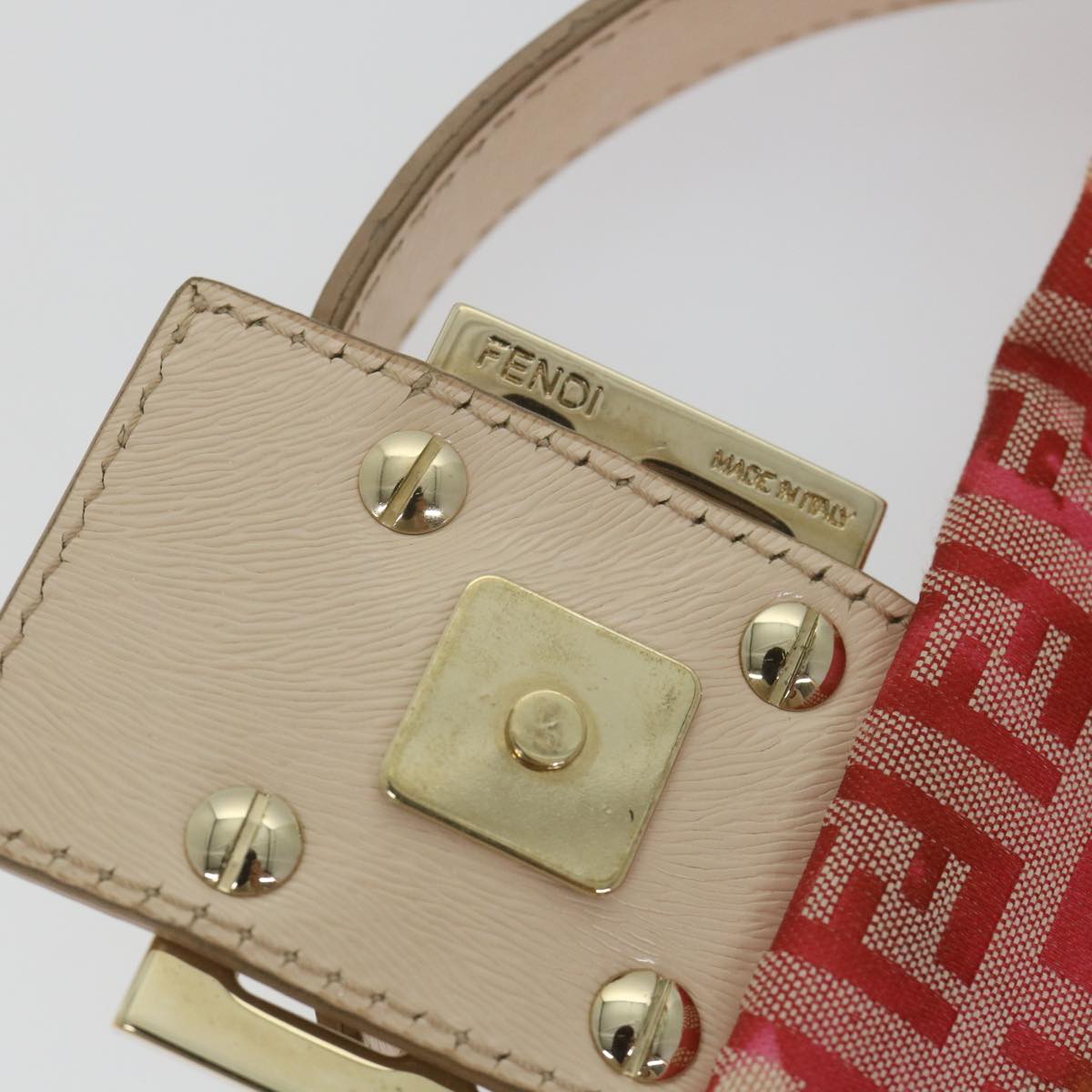 FENDI Zucchino Canvas Mamma Baguette Shoulder Bag Pink 58332