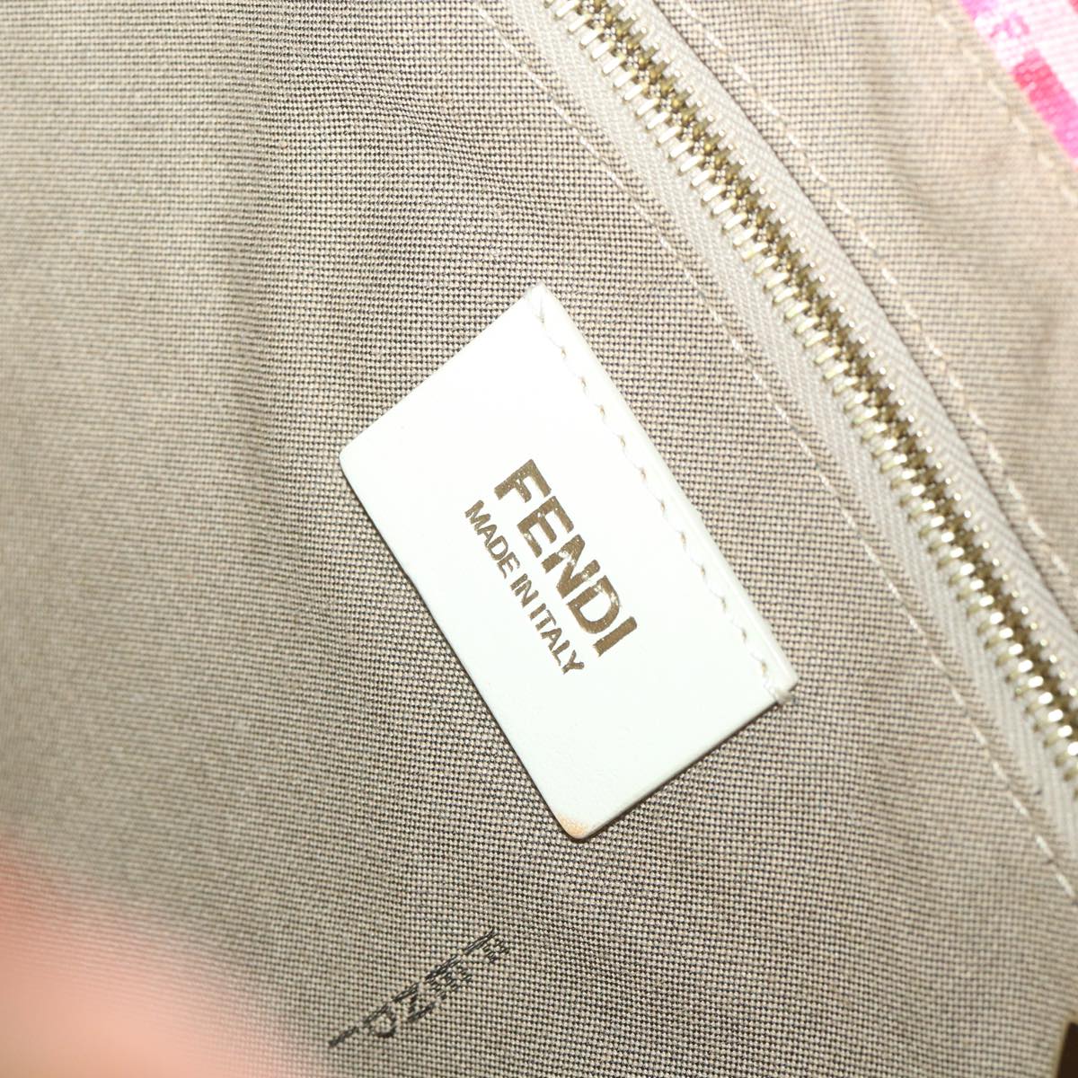 FENDI Zucchino Canvas Mamma Baguette Shoulder Bag Pink 58332