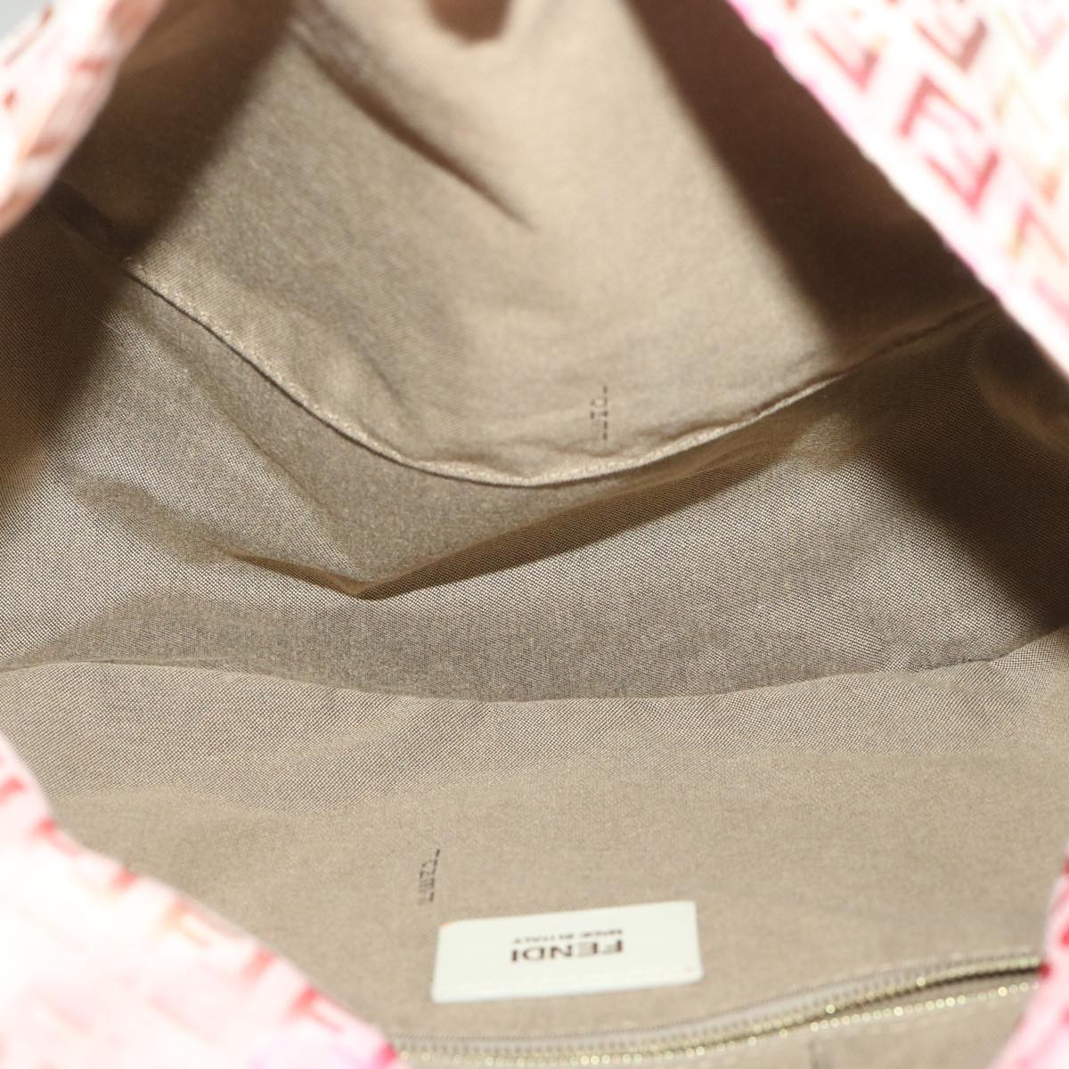 FENDI Zucchino Canvas Mamma Baguette Shoulder Bag Pink 58332