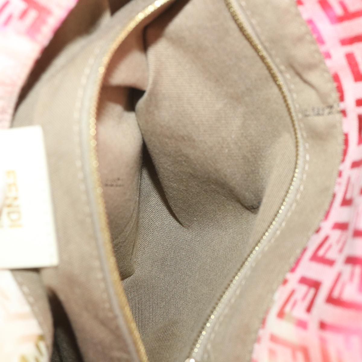 FENDI Zucchino Canvas Mamma Baguette Shoulder Bag Pink 58332