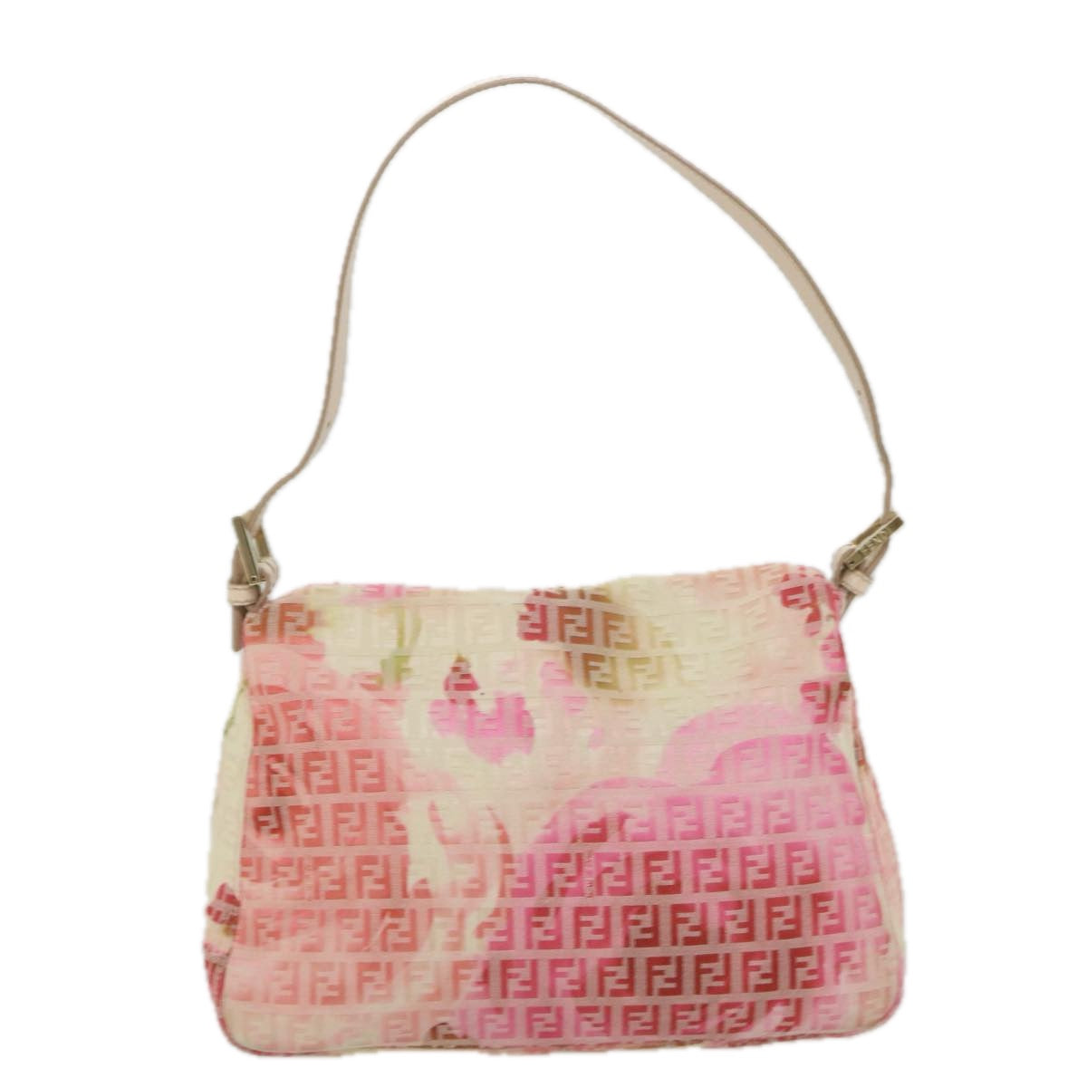 FENDI Zucchino Canvas Mamma Baguette Shoulder Bag Pink 58332