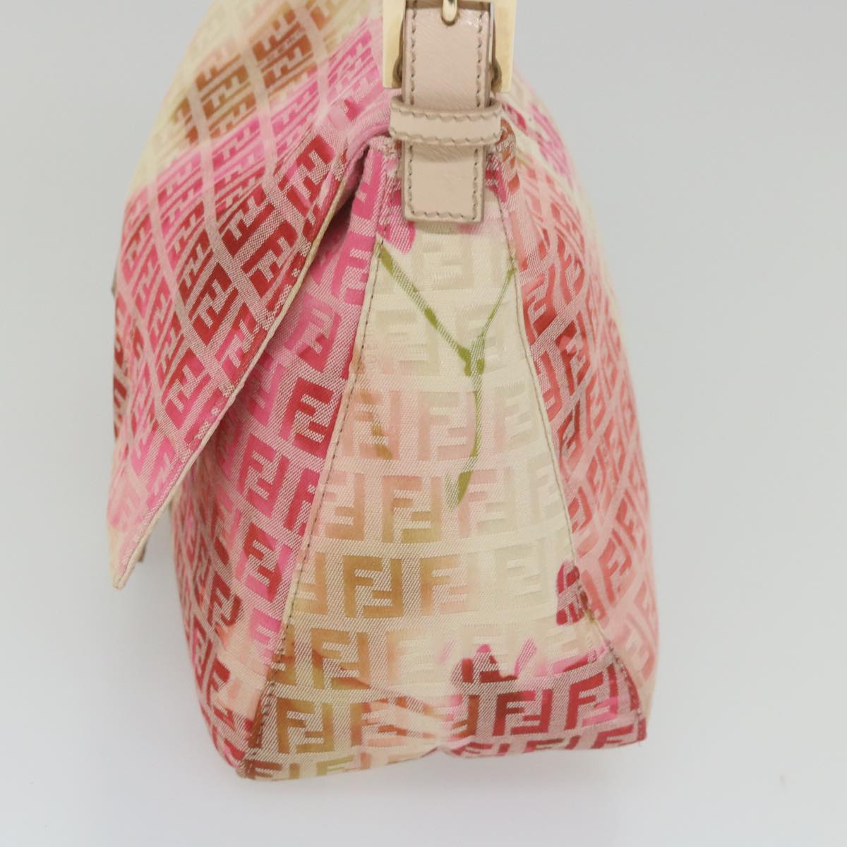 FENDI Zucchino Canvas Mamma Baguette Shoulder Bag Pink 58332
